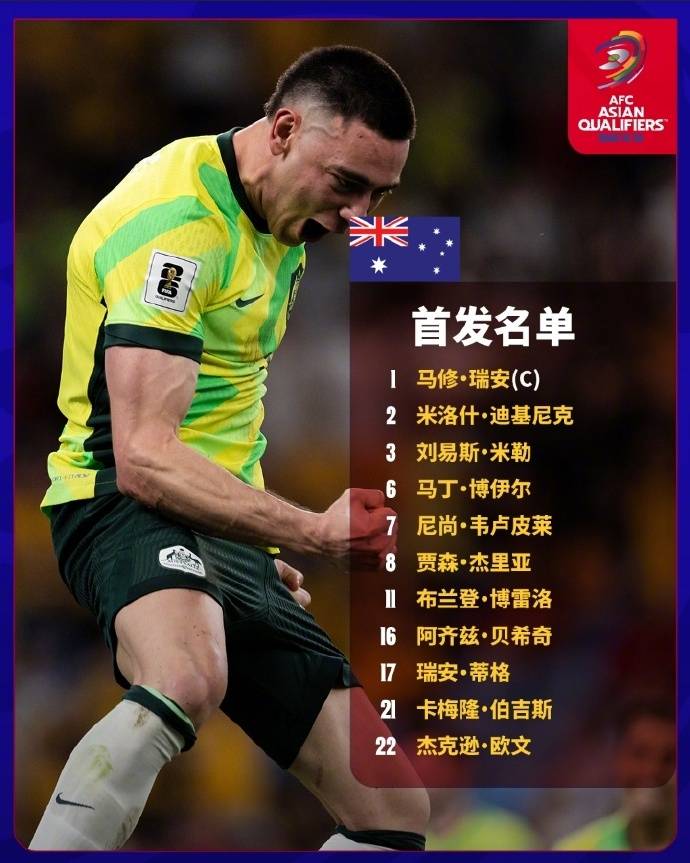 皇冠信用网去哪里弄
_国足VS澳大利亚首发:韩鹏飞黄政宇出战 塞鸟王钰栋替补